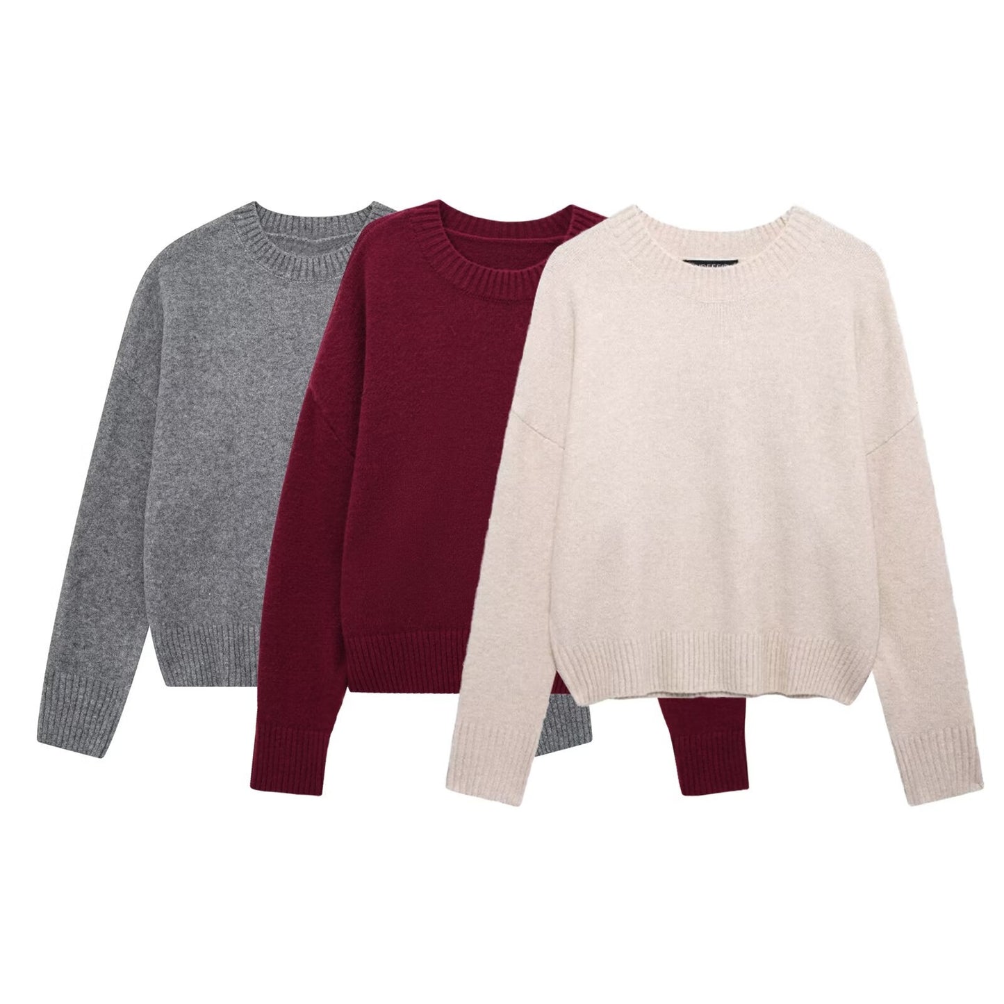 Solid Color Long Sleeve Soft Sweater – Women's Casual Pullover for All Seasons
