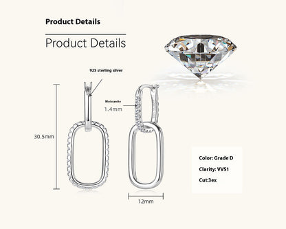 Moissanite Sterling Silver Eardrops