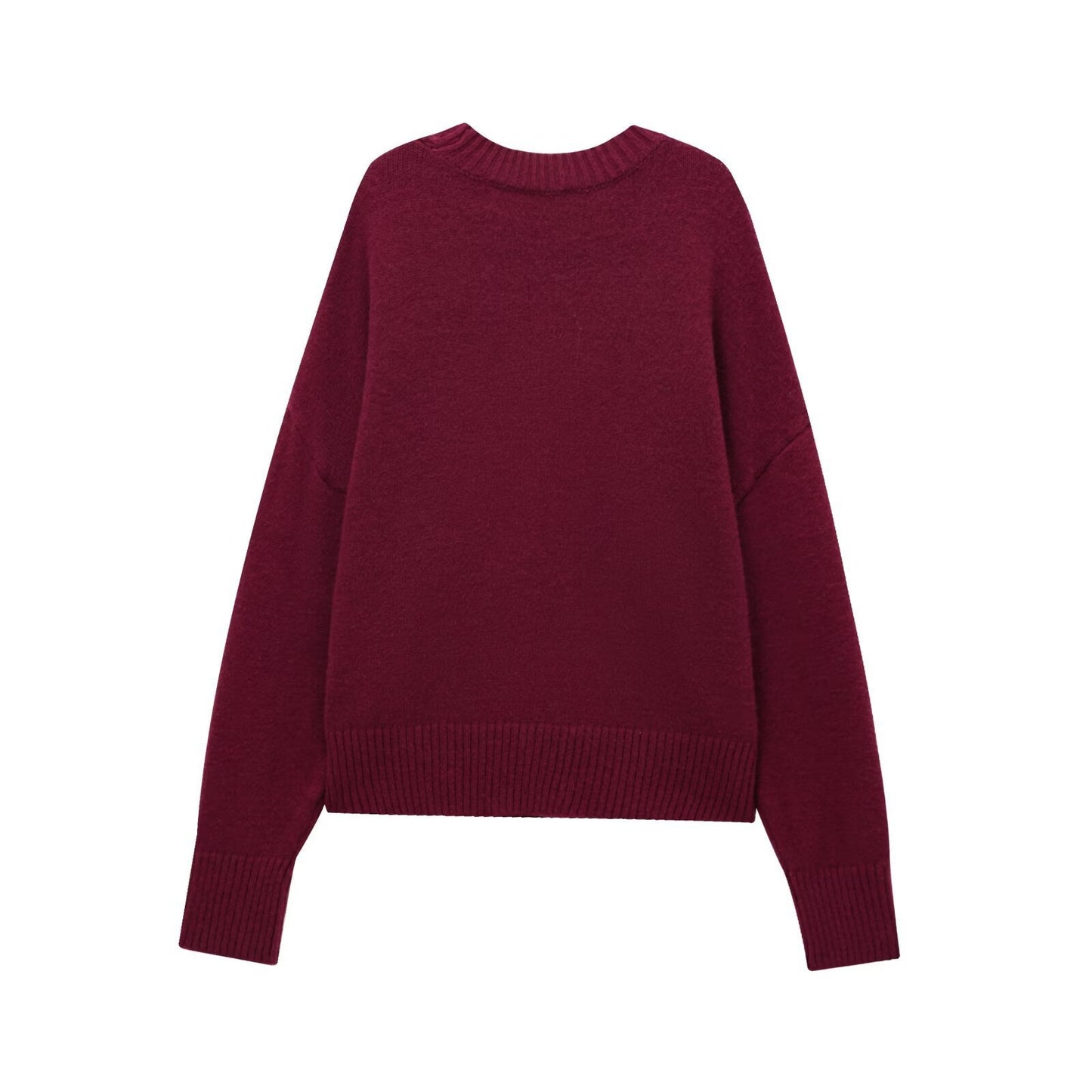 Solid Color Long Sleeve Soft Sweater – Women's Casual Pullover for All Seasons