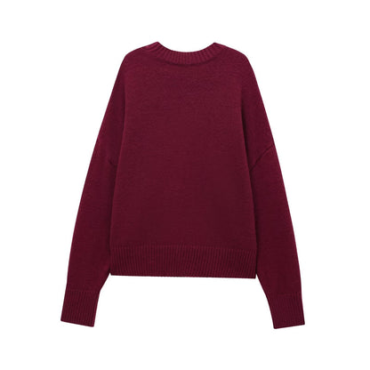 Solid Color Long Sleeve Soft Sweater – Women's Casual Pullover for All Seasons